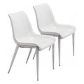 Homeroots 35.4 x 21.3 x 23.6 in. Stich White & Silver Faux Leather Side or Dining Chairs 389845